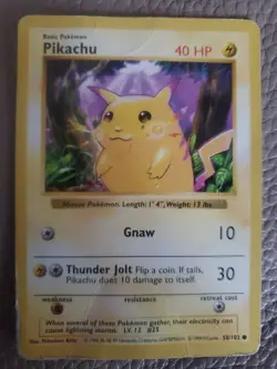 Pokemon Pikachu TCG Base Set Shadowless Common Yellow Cheeks Card 58/102 #52 - Image 1