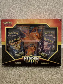 Pokemon Hidden Fates Charizard GX Collection Box 4 Booster Pack Promo Jumbo Card - Image 1