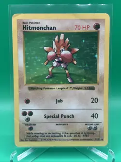 Hitmonchan 7/102 Base Set Shadowless Holo MP Rare WOTC Pokemon TCG Vintage - Image 2