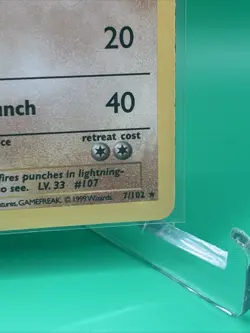 Hitmonchan 7/102 Base Set Shadowless Holo MP Rare WOTC Pokemon TCG Vintage - Image 5