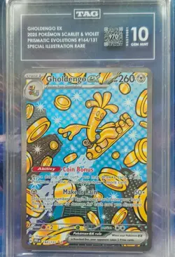 Pokemon TCG Gholdengo EX Prismatic Evolutions TAG 10 164/131 2025 970 PTS SUB - Image 1