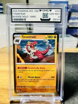 2026 Pokemon Perfect Order Tyrantrum Holo Rare GMG Graded 10 Gem Mint 💎 45/88 - Image 1