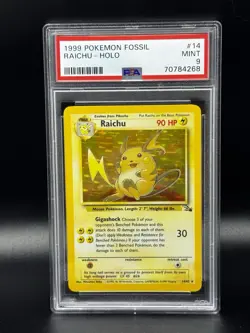 1999 Pokemon Fossil Raichu Holo 14 PSA 9 - Image 1