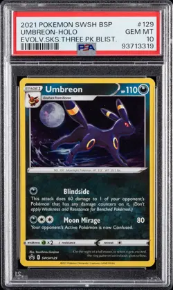 Umbreon 129 PSA 10 Black Star Promo w/ SWIRL Evolving Skies Pokemon TCG Gem Mint - Image 1