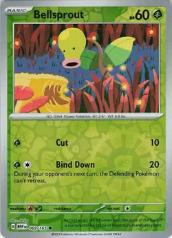 Bellsprout Reverse Holo 069/165 Common SV: Scarlet & Violet 151 NM Pokemon - Image 1