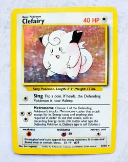 Pokemon CLEFAIRY 005/102 Holo Rare Pokemon Base Set 1999 Holographic WOTC Card - Image 1