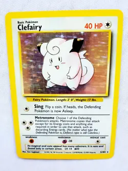 Pokemon CLEFAIRY 005/102 Holo Rare Pokemon Base Set 1999 Holographic WOTC Card - Image 3
