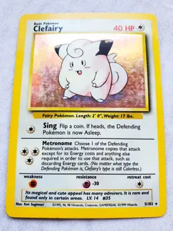 Pokemon CLEFAIRY 005/102 Holo Rare Pokemon Base Set 1999 Holographic WOTC Card - Image 4