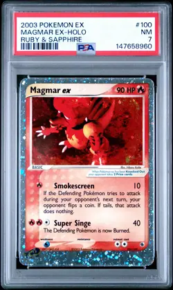 2003 POKEMON EX RUBY & SAPPHIRE #100 MAGMAR EX-HOLO PSA 7 - Image 1