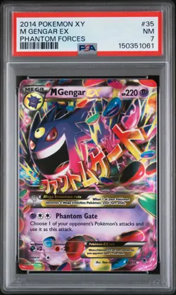 2014 POKEMON XY PHANTOM FORCES #35 M GENGAR EX PSA 7 - Image 1