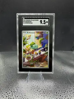 2024 Pokemon Stellar Crown #143 Bulbasaur Illustration Rare SGC 9.5 MT+ - Image 1
