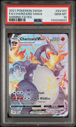 2021 POKEMON SWORD & SHIELD SHINING FATES #SV107 FULL ART/CHARIZARD VMAX PSA 10 - Image 1