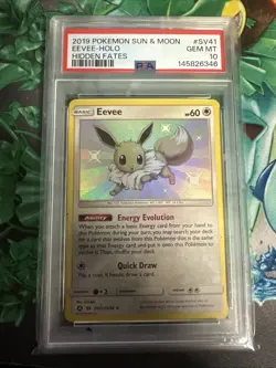 2019 Pokemon Sun & Moon Eevee Holo Hidden Fates #SV41 PSA 10 GEM MT - Image 1