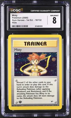 1st edition Misty 2000 Pokemon Gym Heroes #18 Holo CGC 8 - REGRADEU COME LOOK! - Image 1