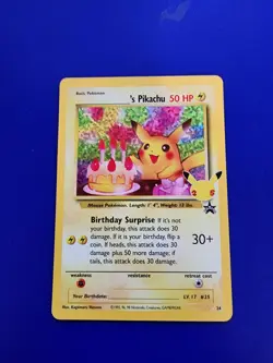 Pokemon card Birthday Pikachu Celebrations 25th Anniversary Black Star Promo NM - Image 1