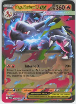 Mega Charizard X ex 013/094 Double Rare Phantasmal Flames Pokemon Lightly Played - Image 1