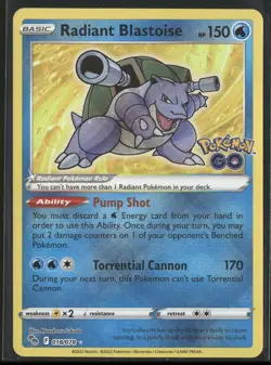 Radiant Blastoise Holo Radiant Rare Pokemon GO 018/078 NM - Image 1