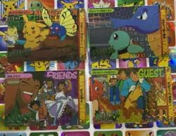 Pokemon Vintage Pocket Monsters Vending HOLO Prism (4x) Stickers 1998 Nintendo - Image 1