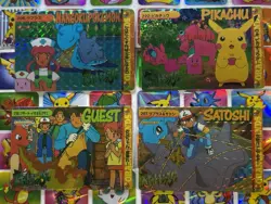 Pokemon Vintage Pocket Monsters Vending HOLO Prism (4x) Stickers 1998 Nintendo - Image 1
