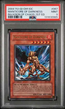 2004 YU-GI-OH! IOC-INVASION OF CHAOS 1ST ED #067 MANTICORE OF DARKNESS PSA 9 - Image 1
