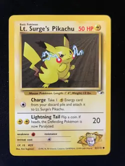 Lt. Surge's Pikachu 81/132 Common Gym Heroes Pokemon Near Mint - Image 2