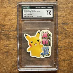 2025 POKEMON CENTER PROMO STICKERS MEGA FUN PIKACHU CGC 10 GEM MINT - Image 1