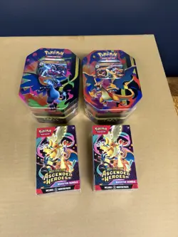Pokemon ME Ascended Heroes 2X Booster Bundle Boxes + 2X Mega Charizard Tins Seal - Image 1