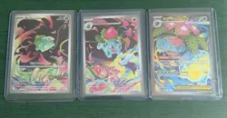 Bulbasaur + Ivysaur + Mega Venusaur ex Secret Rare Lot Pokemon Stamped MEG 2025 - Image 1