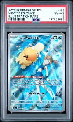 2025 POKEMON DRI EN-DESTINED RIVALS ILLUSTRATION RARE #193 MISTY'S PSYDUCK PSA 8 - Image 1