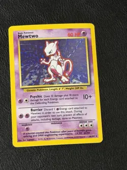 Pokemon TCG Base Set Mewtwo 10/102 Rare Holographic LP/NM - Image 1