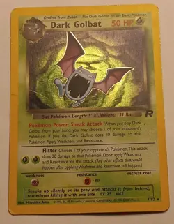 Dark Golbat 7/82 Team Rocket Holo Rare Vintage Pokemon TCG w SWIRL 💫 - Image 2