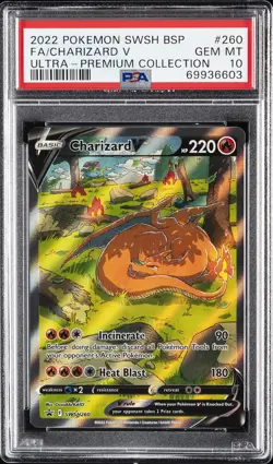2022 POKEMON SWSH BLACK STAR PROMO #260 FULL ART/CHARIZARD V PSA 10 - Image 1