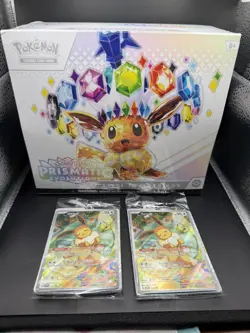 Pokemon TCG Sealed Prismatic Evolutions ETB, x2 Evee Promo Cards - Image 1