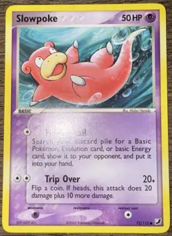 Pokemon Slowpoke 72/115 EX Unseen Forces Regular Common 50 HP 2005 TCG Card - Image 1