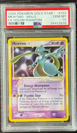 Pokemon Mewtwo Gold Star EX Holon Phantoms Holo Ultra Rare #103 PSA 10 Gem Mint - Image 1