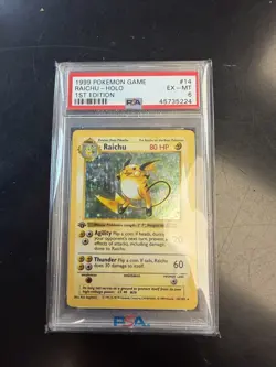 Pokemon Card Raichu Holo 14/102 1st Edition PSA 6 Shadowless Base Set - Image 1