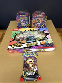 Pokemon Ascended Heroes First Partner Deluxe Pin Col. + 2X Mega Charizards Tins. - Image 1