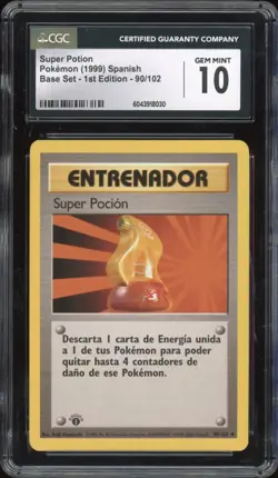 1999 Pokemon SPANISH 1st Edition Base Set Super Pocion-Potion 90/102 CGC 10 GEM - Image 1