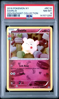 2016 POKEMON XY GENERATIONS RADIANT COLLECTION #RC19 SWIRLIX PSA 8 - Image 1