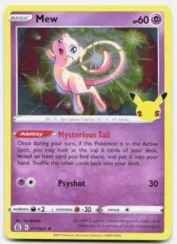 Mew 011/025 Holo Rare Celebrations Pokemon Near Mint - Image 1