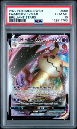 2022 POKEMON SWORD & SHIELD BRILLIANT STARS #069 FULL ART/MIMIKYU VMAX PSA 10 - Image 1
