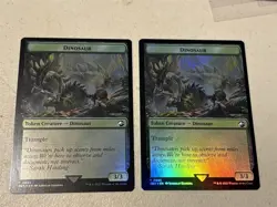 2 x mtg foil token Dinosaur // Copy, 0001/0001 Lost Caverns of Ixalan, unplayed - Image 1
