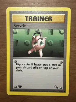 Pokemon Trainer Card ft Jigglypuff - 1st EDITION Fossil 61/62 - MP - Image 1
