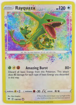 Rayquaza 138/185 SWSH04: Vivid Voltage Holo NM Pokemon TCG - Image 1