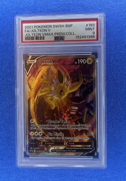 POKEMON JOLTEON V 2021 SWSH BSP JOLTEON VMAX PREM.COLL. #183 FA PSA 9 - Image 1