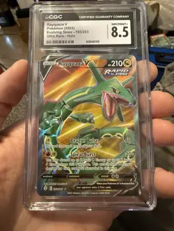 Pokemon Evolving Skies Rayquaza v Full Art Ultra Rare Card 193/203 CGC 8.5 - Image 1