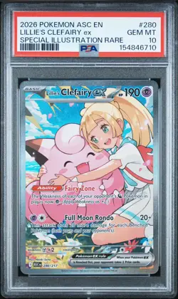 POKEMON ASCENDED HEROES LILLIES CLEFAIRY EX 280/217 SIR PSA 10 - Image 1