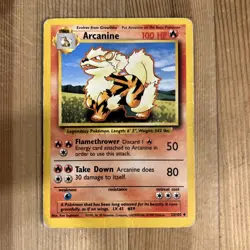 Pokemon TCG Arcanine Base Set 23/102 Regular Unlimited Uncommon DAMAGED - Image 1