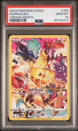 2023 POKEMON SWORD AND SHIELD CROWN ZENITH 160 FULL ART/PIKACHU PSA 10 - Image 1