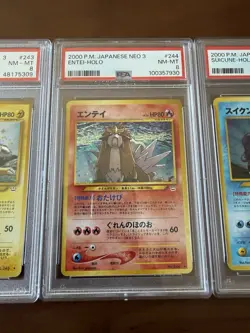 2000 Pokemon Suicune, Entei, and Raikou Neo Revelations Japanese PSA 8 Set - Image 4